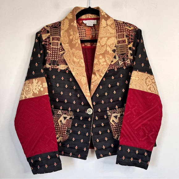Sandy Starkman Jackets & Blazers - Sandy Starkman Boho Patchwork Tapestry Coat Mixed Media Women' Medium